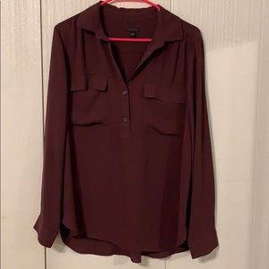Ann Taylor size L Burgundy long sleeve blouse